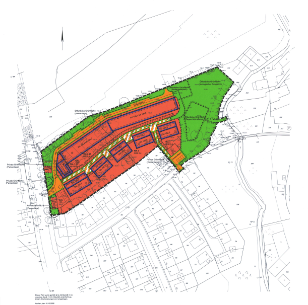 Karte mit eingefärbten Grünflächen der Stadt Aachen